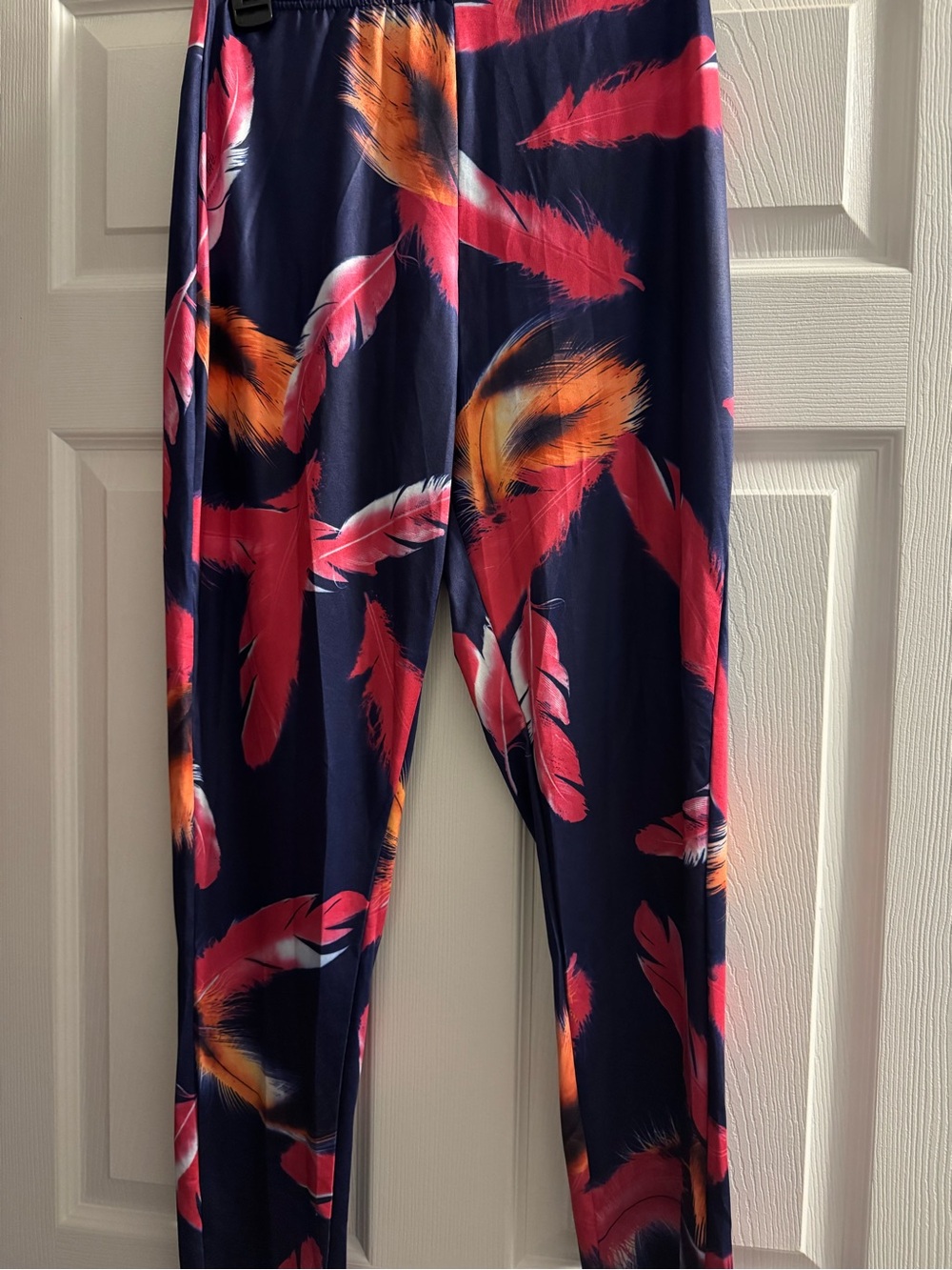 Navy Feather-Print pant with Long Duster Cardigan - Picture 3 of 3